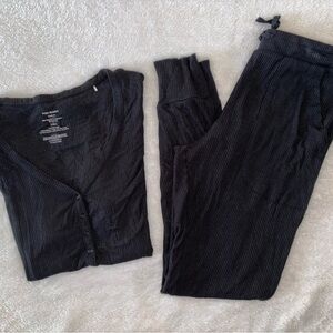 Posh Peanut Womens Black Rib pajamas